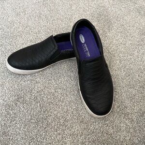 Dr. Scholl's Black Textured Slip-On Flats